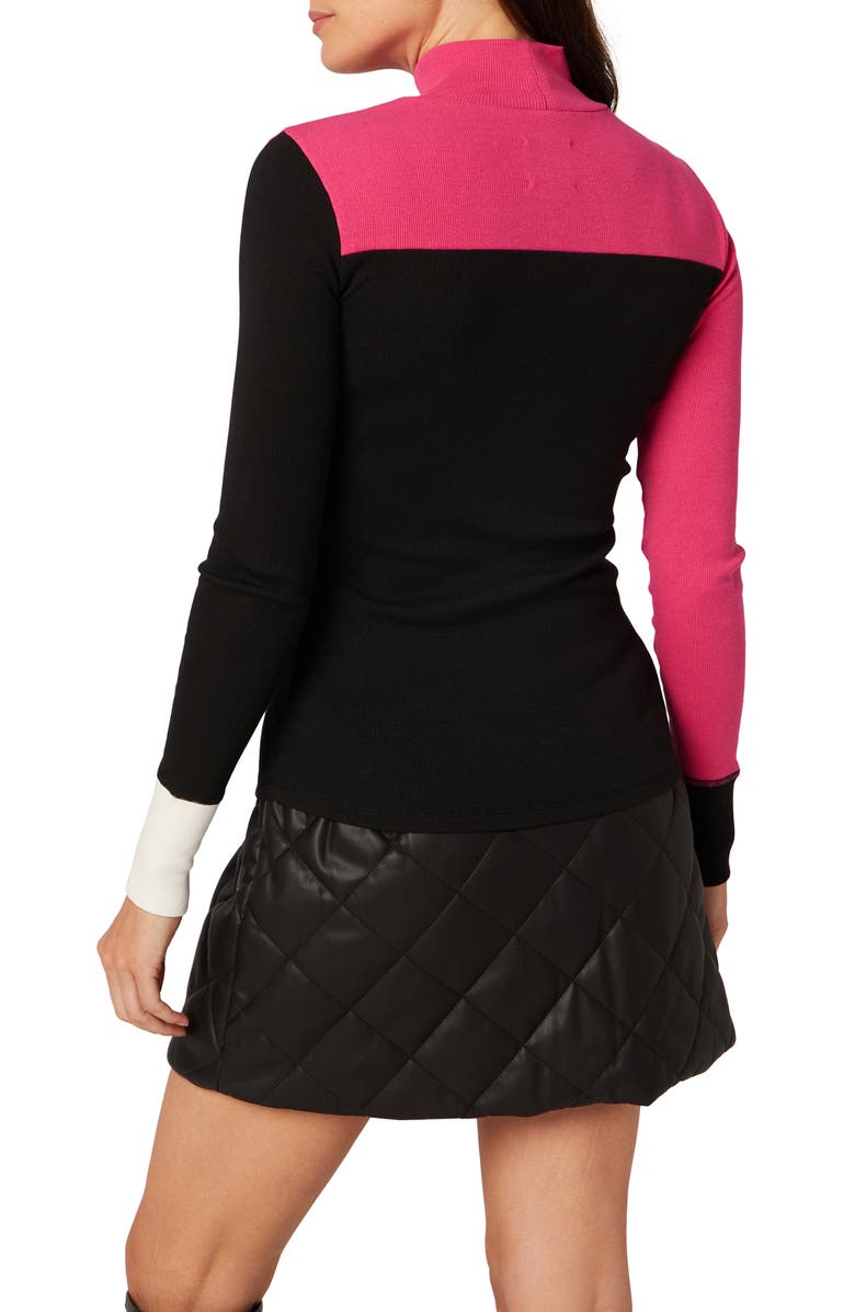 Alp N Rock Fallon Mock Neck Rib Top, Alternate, color, Black/ Pink