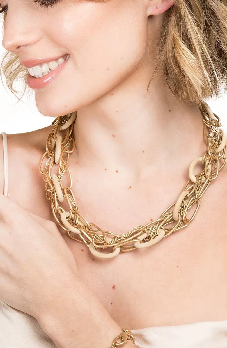 SAACHI Layered Chain Necklace, Alternate, color, Natural