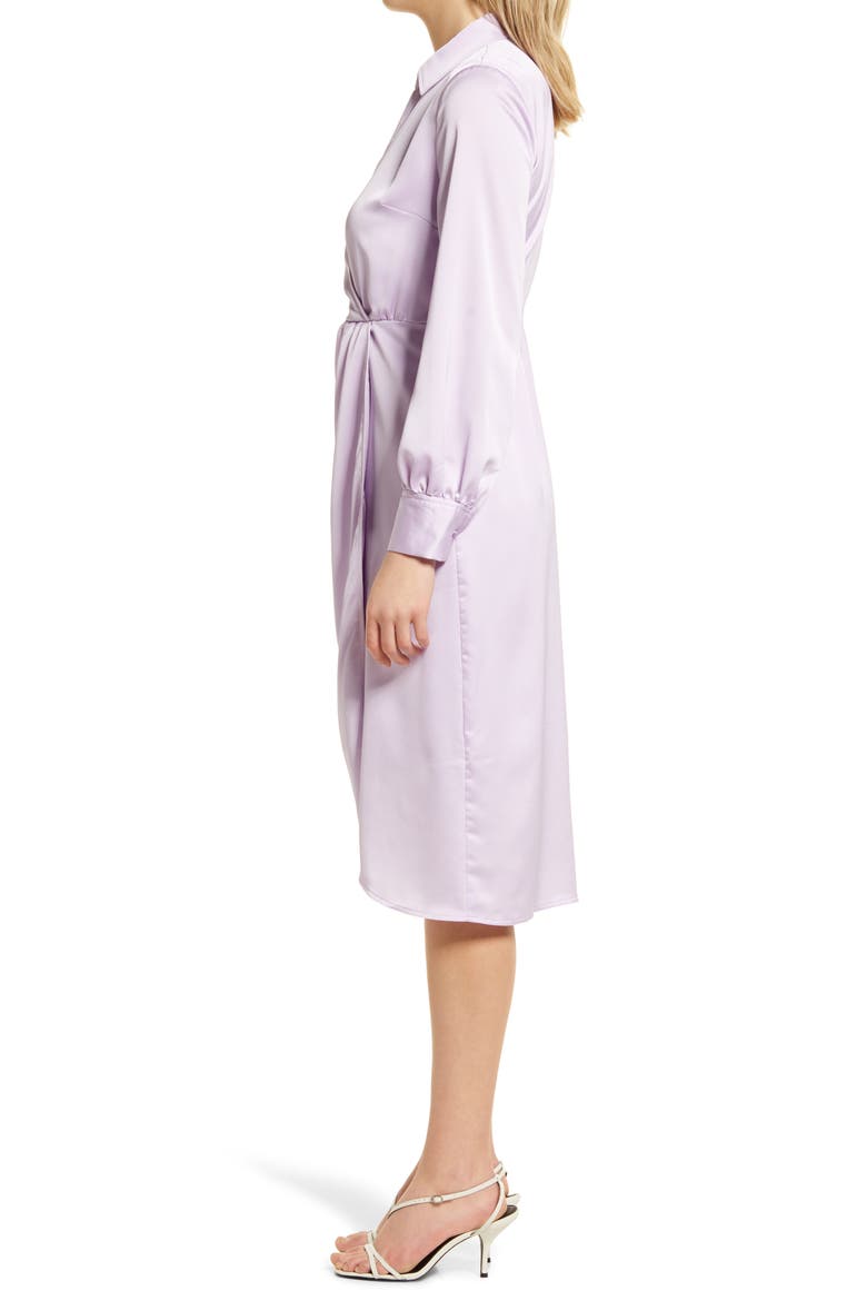 Twist Front Long Sleeve Shirtdress, Alternate, color, PURPLE BLOOM