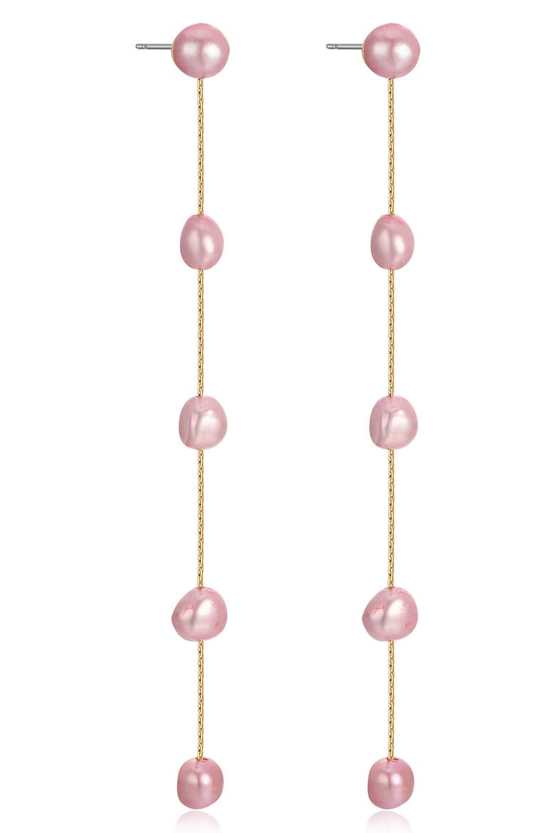 Dripping Freshwater Pearl Linear Drop Earrings, Alternate, color, PINK