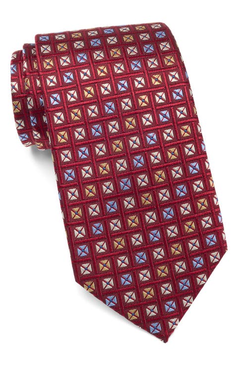 Square Patterned Silk Tie