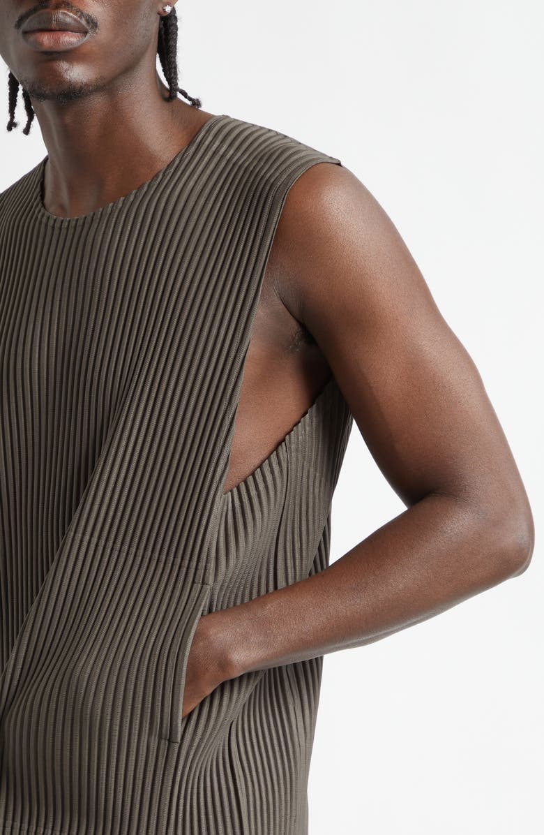 Homme Plissé Issey Miyake Tailored Pleats 2 Sleeveless Top, Alternate, color, Mudstone Gray