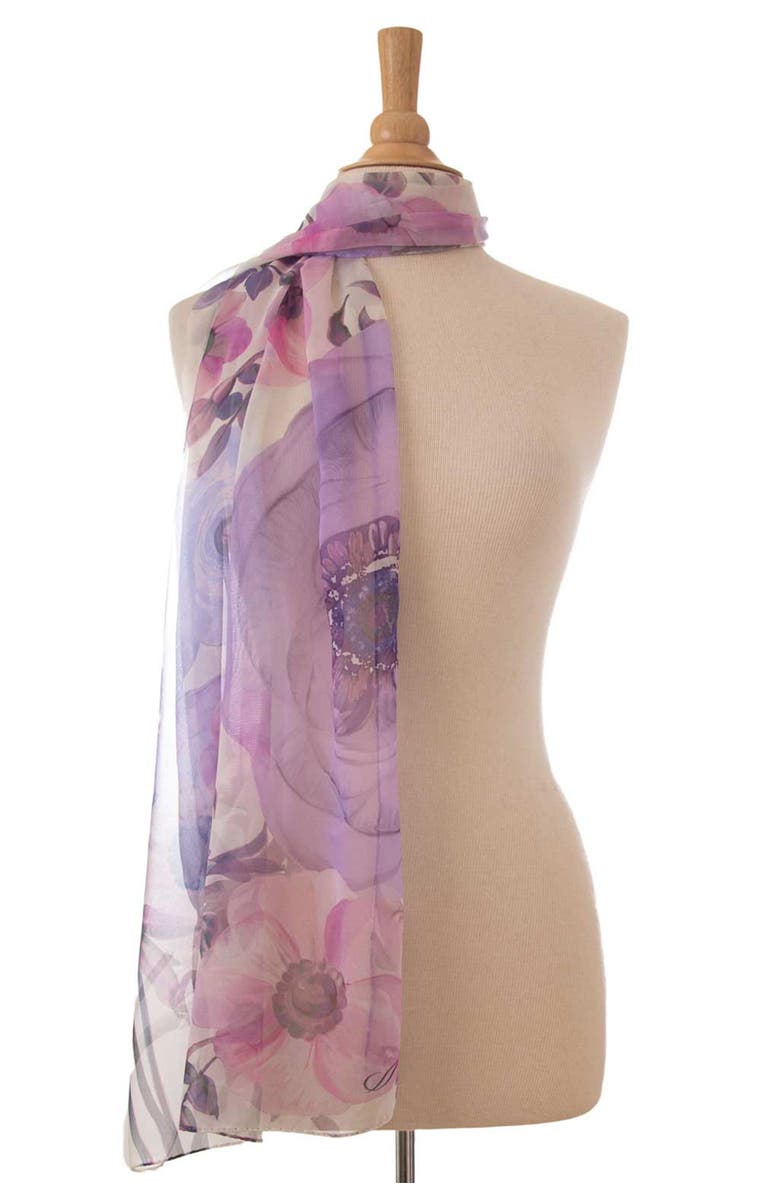 Elizabetta Campo de
 Fiori - Long Sheer Silk Scarf for Women, Alternate, color, Lavender