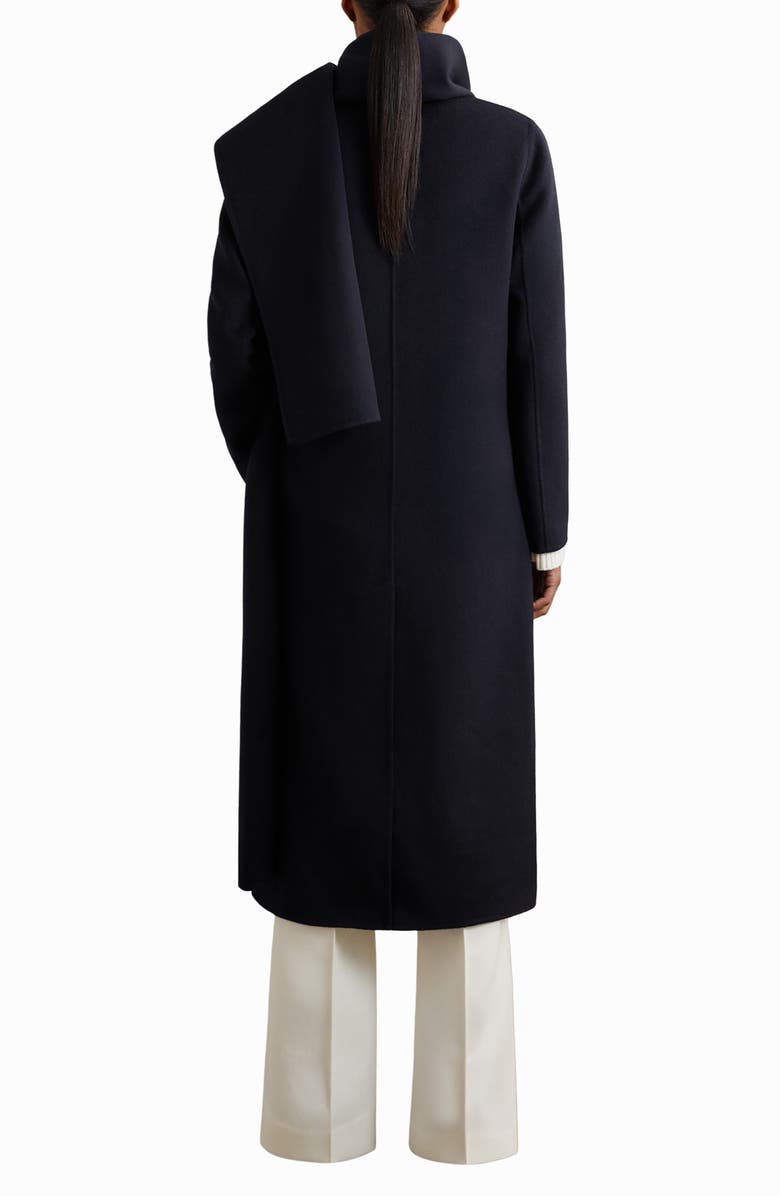 Reiss Indira Double Breasted Wool Blend Coat with Scarf, Alternate, color, Navy