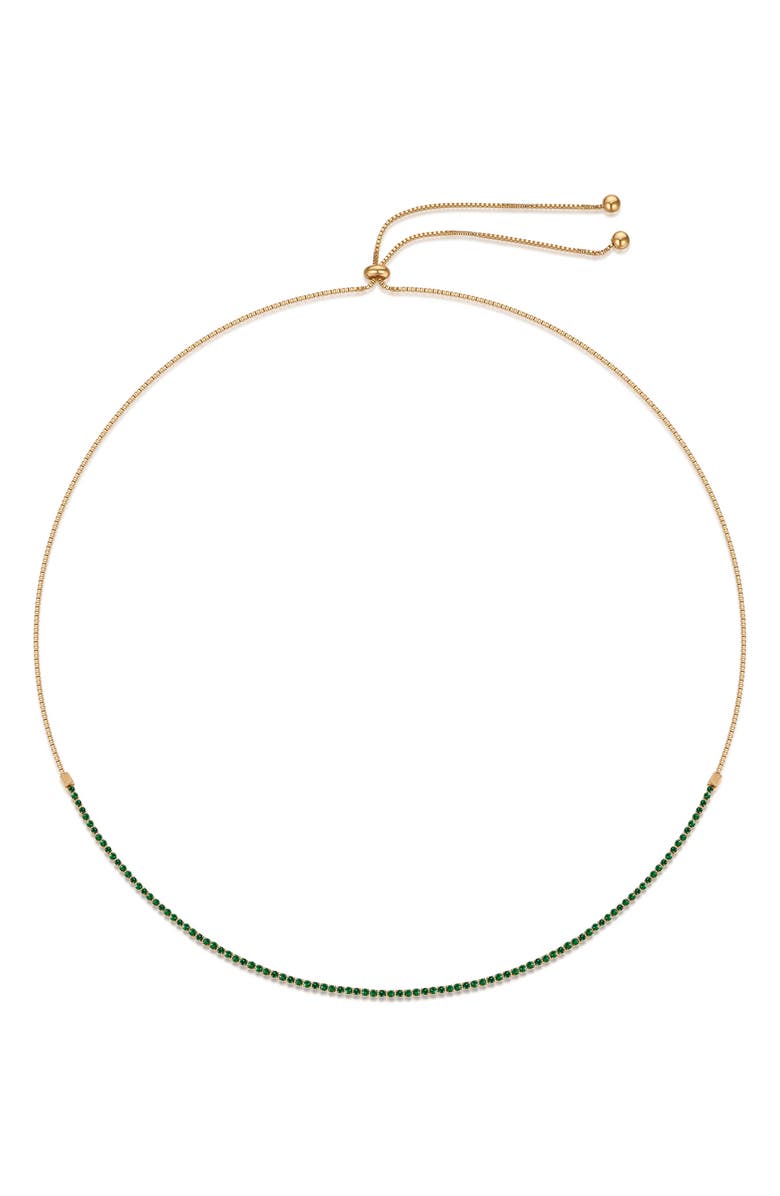 Ettika Crystal Tennis Necklace, Main, color, Green