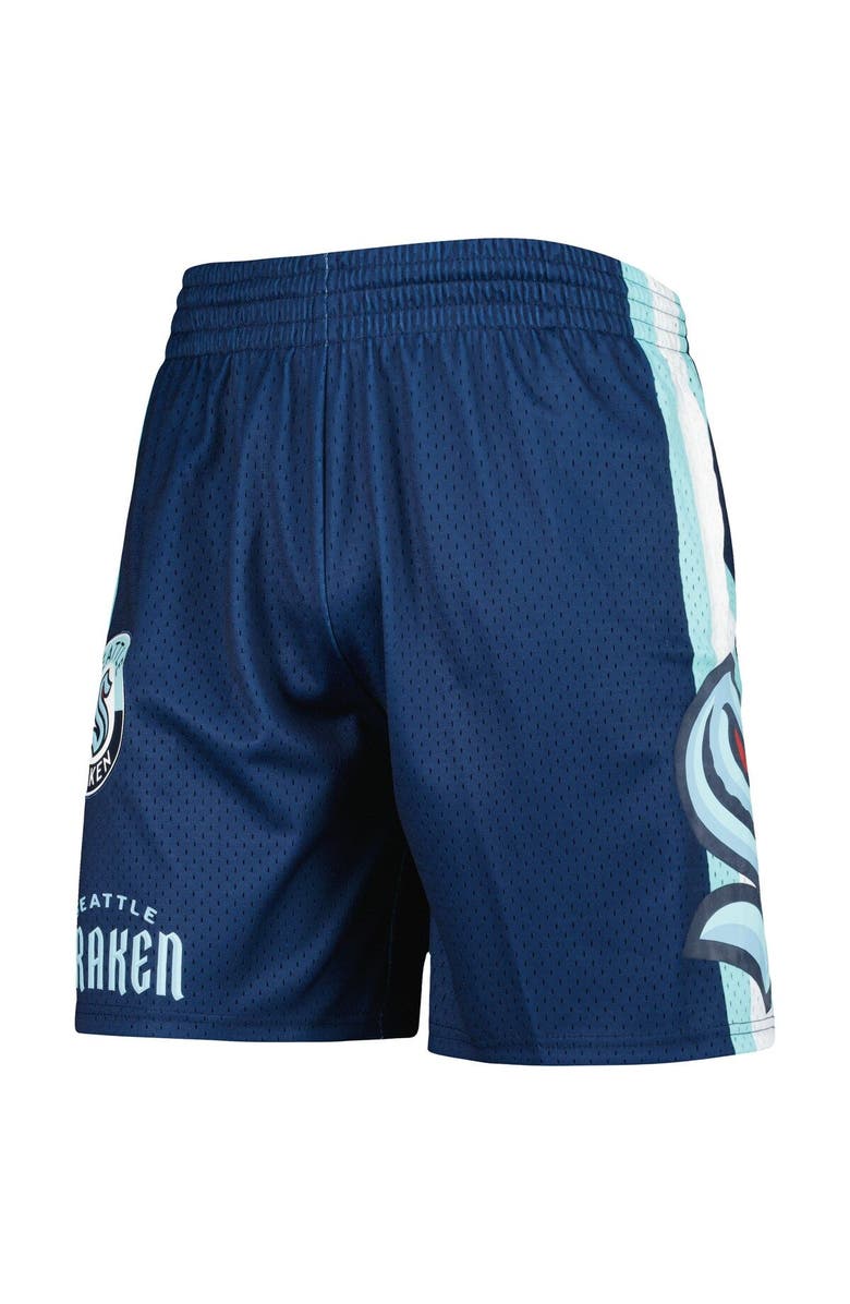 Mitchell & Ness Men's Mitchell & Ness Deep Sea Blue Seattle Kraken City Collection Mesh Shorts, Alternate, color, Navy