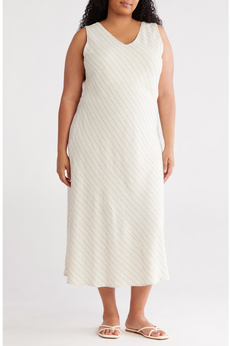 Stripe Midi Dress, Main, color, TAUPE