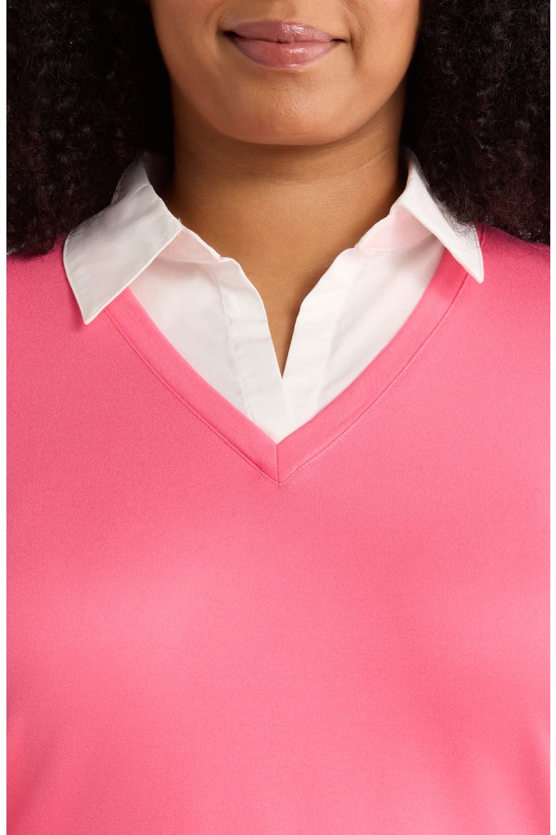 Mixed Media Collar Sweater, Alternate, color, SHERBERT/ NYC WHITE