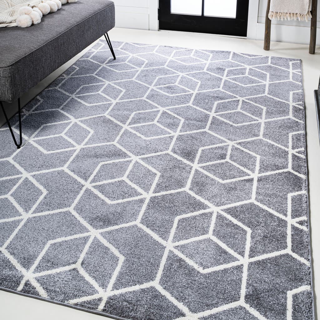 Jonathan Y Tumbling Blocks Modern Geometric Area Rug In Gray/white