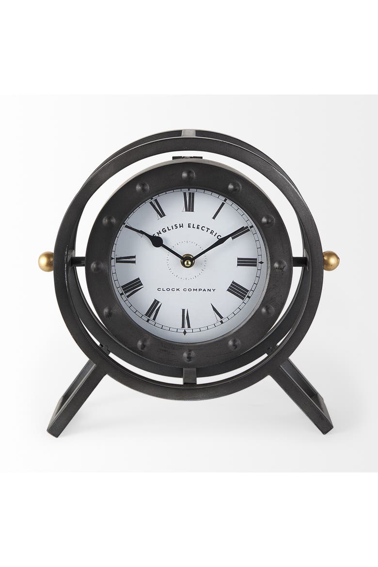 Gaston Metal Circular Table Clock, Alternate, color, Gray