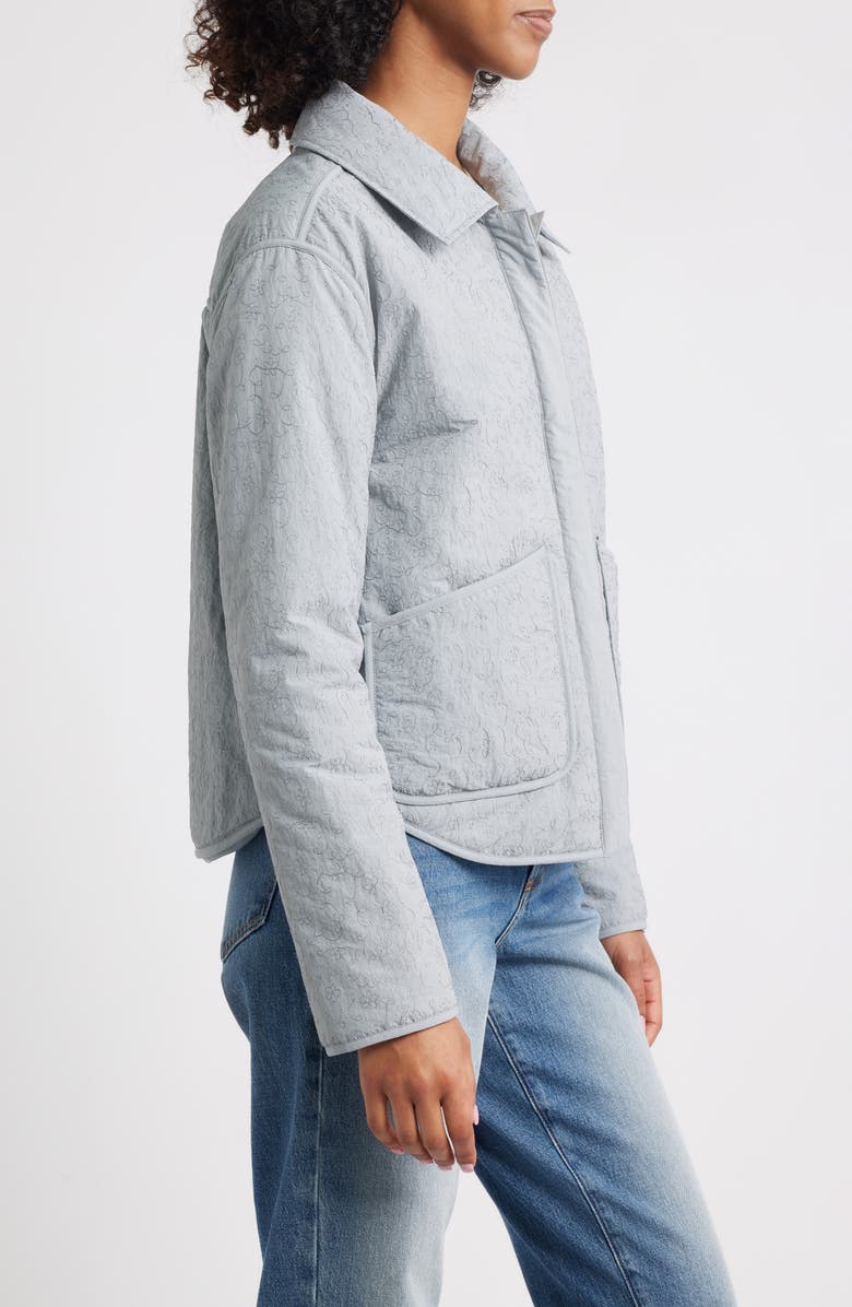 Thread & Supply Floral Puffer Shirt Jacket, Alternate, color, Grey Flower Loop