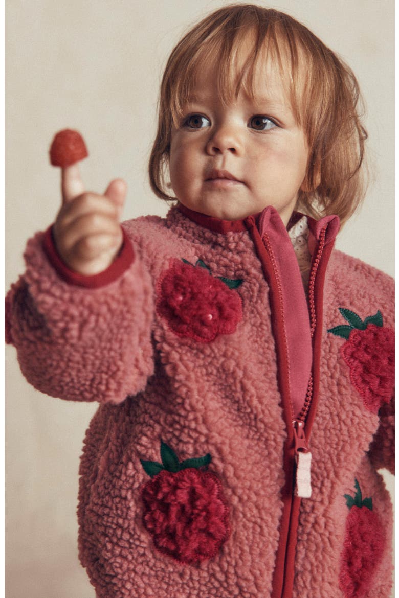 Kids' Cosy Borg Jacket, Alternate, color, ROSE BLACKBERRY APPLIQUE
