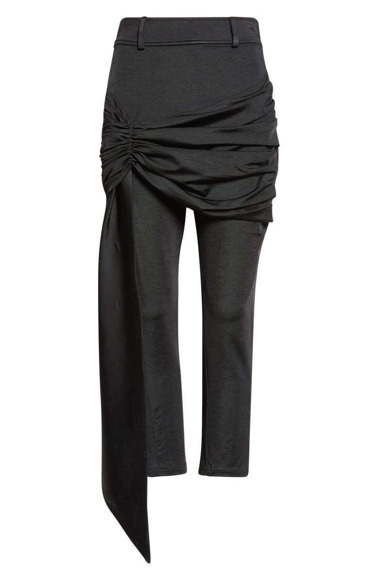 Rabanne High Waist Drape Front Stretch Capri Pants, Main, color, Black
