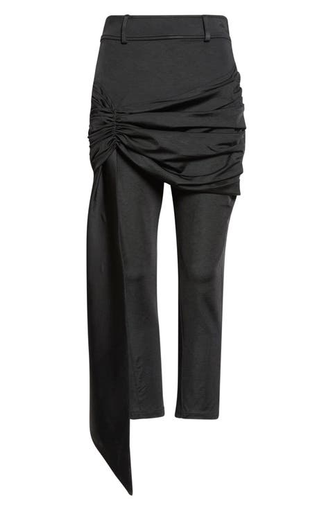 High Waist Drape Front Stretch Capri Pants