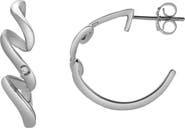 LuvMyJewelry Zenvira Sterling Silver 0.02 Ct Diamond Abstract Hoop Earrings