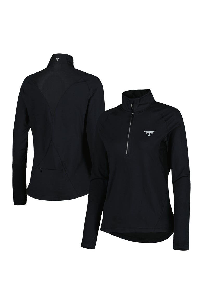 Women's Levelwear Black TOUR Championship Midlayer Raglan Half-Zip Top, Main, color, Black