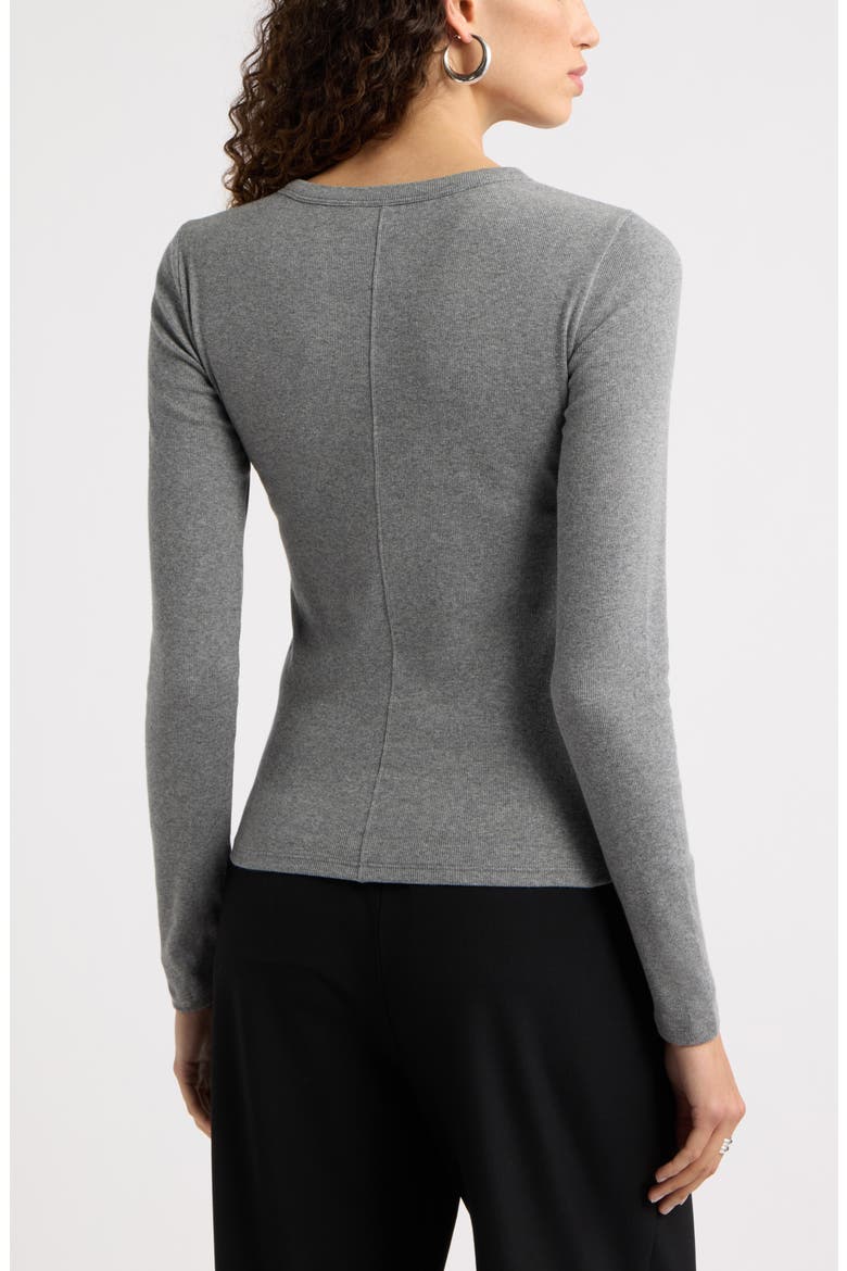 Ribbed Crewneck Long Sleeve T-Shirt, Alternate, color, GREY DARK HEATHER