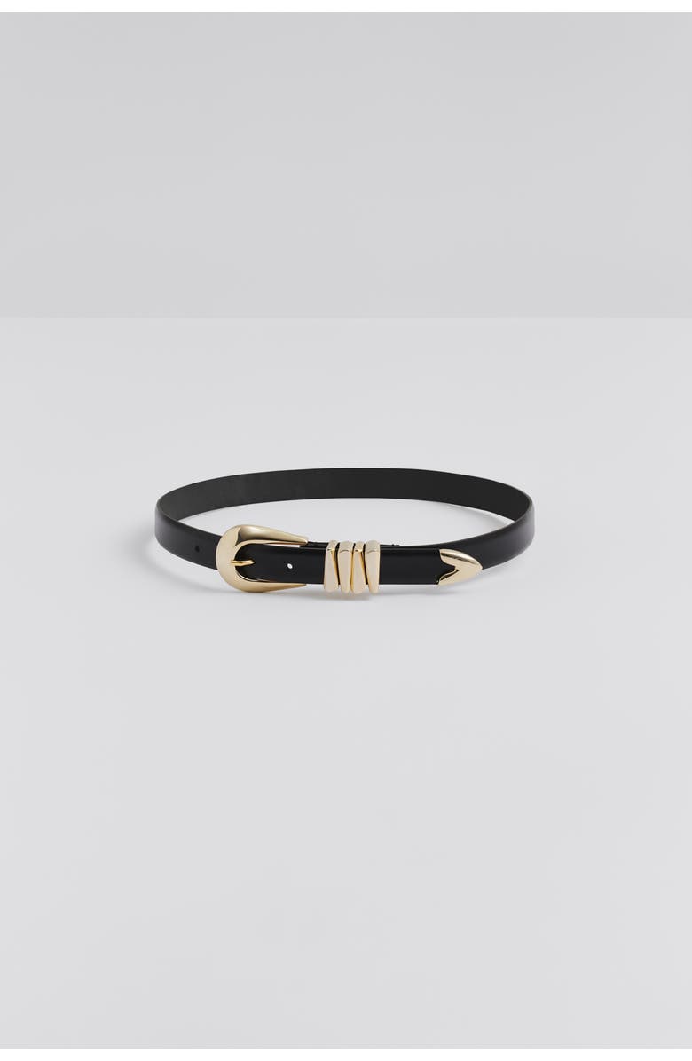 Malina Azelia Buckle Leather Belt, Alternate, color, Black