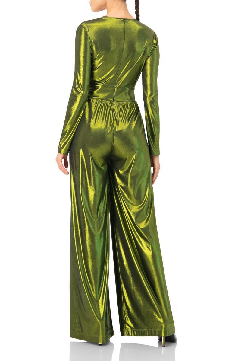 IVONNE V-Neck Wide-Leg Jumpsuit, Alternate, color, Olive Green