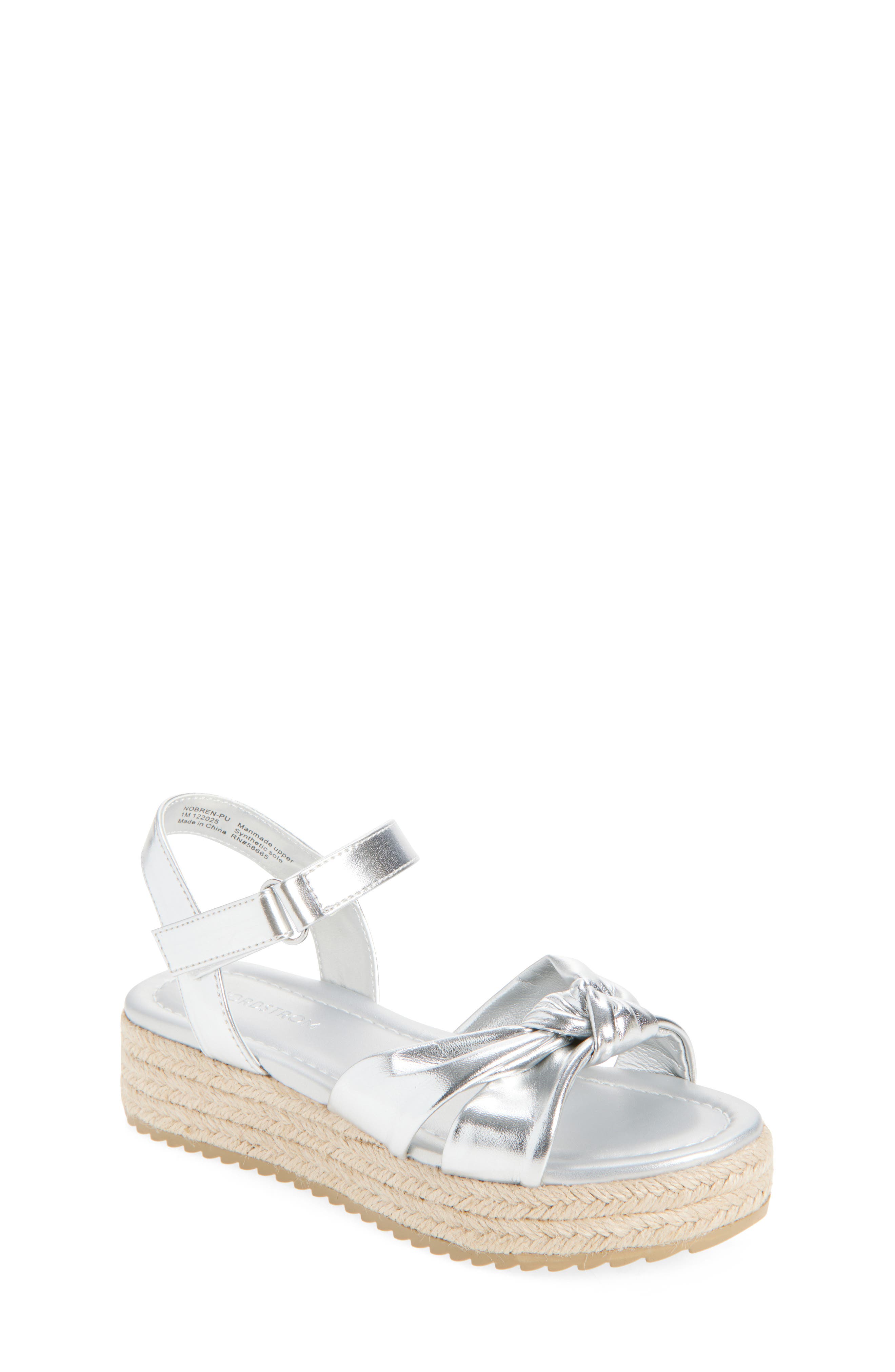 Nordstrom Kids' Bren Espadrille Wedge Sandal, Main, color, Silver Metallic