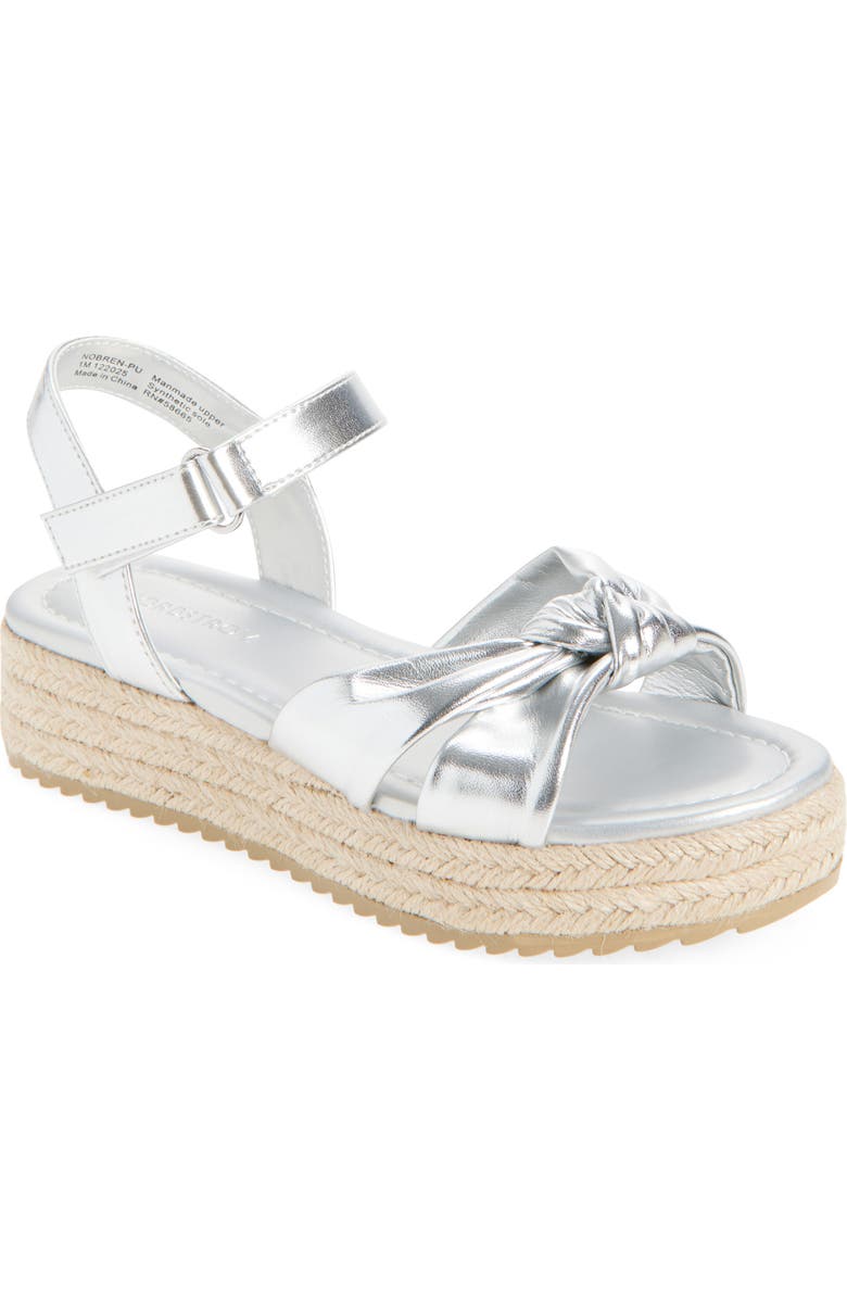 Nordstrom Kids' Bren Espadrille Wedge Sandal, Main, color, Silver Metallic