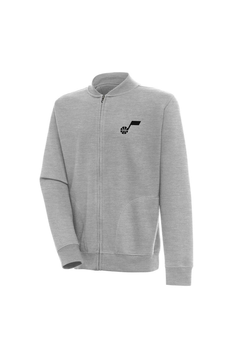 ANTIGUA Men's Antigua  Heather Gray Utah Jazz Victory Full-Zip Jacket, Alternate, color, 