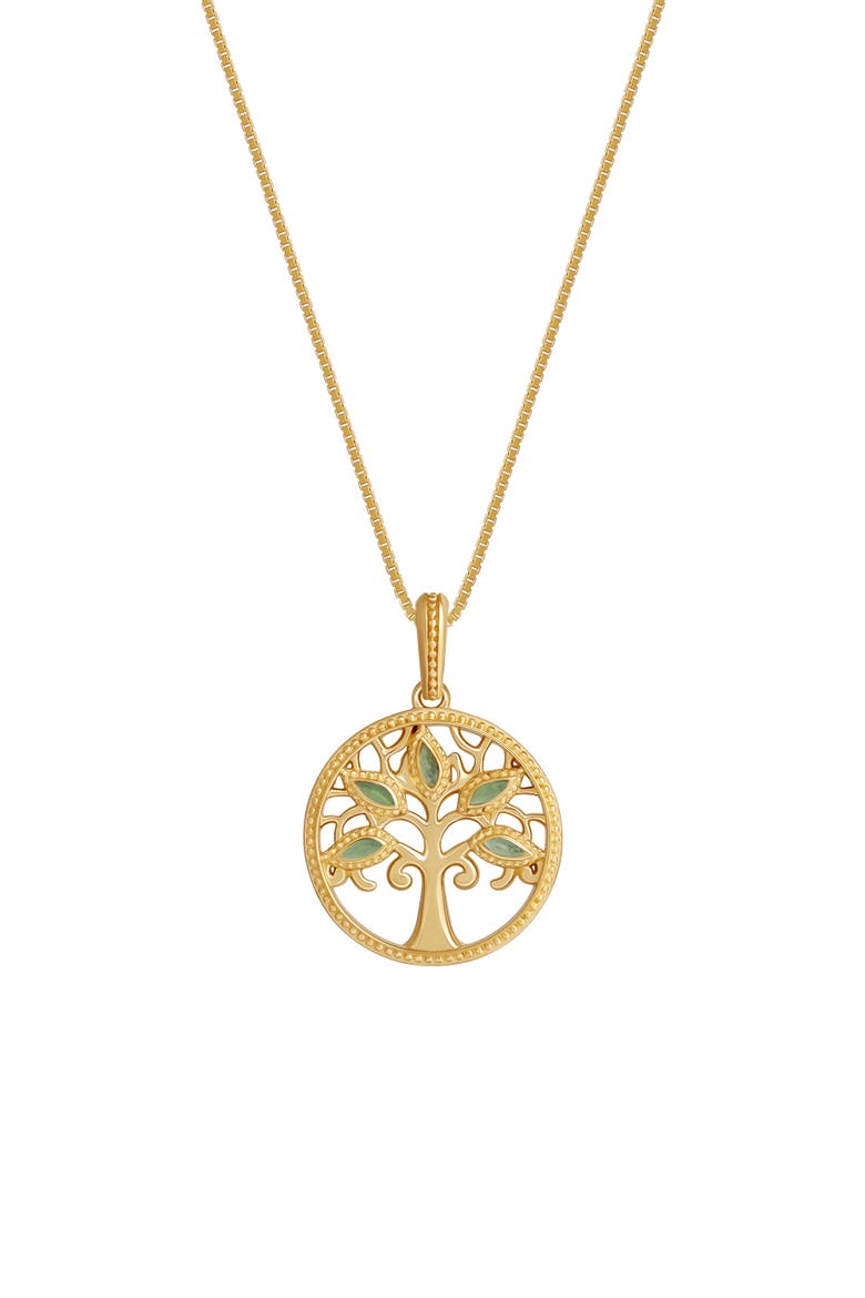 Essence of Growth Jade Tree of Life Necklace, Main, color, Gold/green