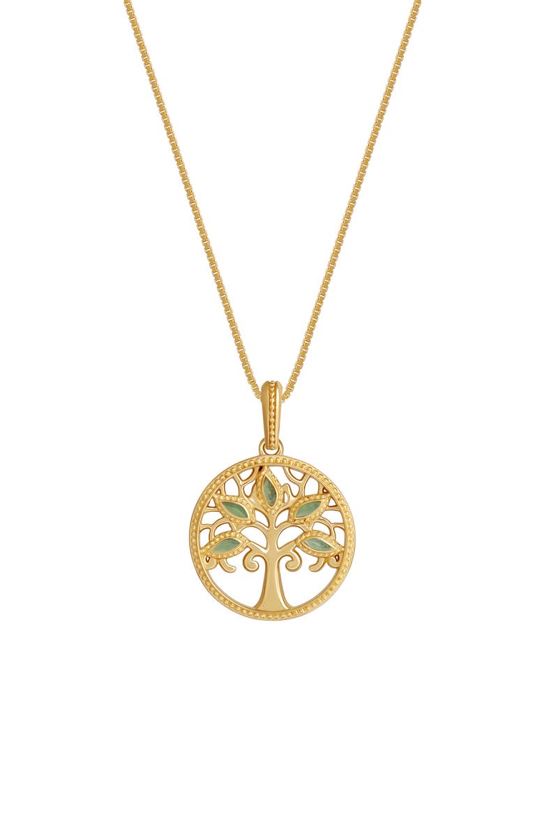 Karma and Luck Essence of Growth Jade Tree of Life Necklace, Main, color, Gold/Green