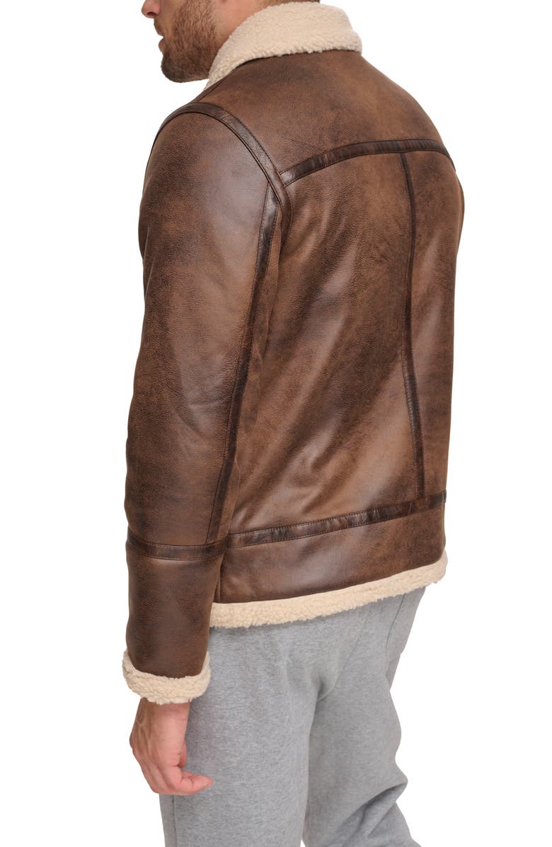Calvin Klein Faux Suede & Faux Shearling Jacket, Alternate, color, Brown