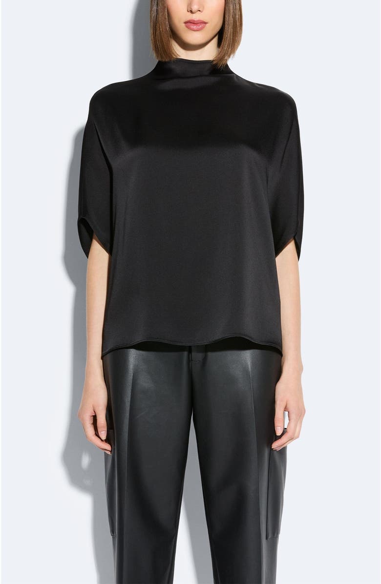 LAPOINTE Satin Cape Tee, Main, color, Black