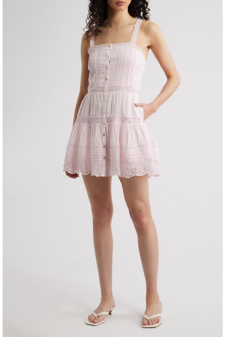 Charlize Lace Trim Sleeveless Minidress, Main, color, TENDER TOUCH