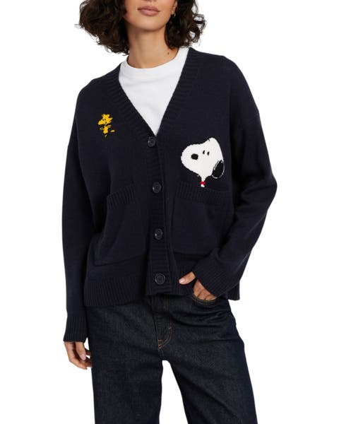Wool-Cashmere Snoopy Peek Pocket Cardigan