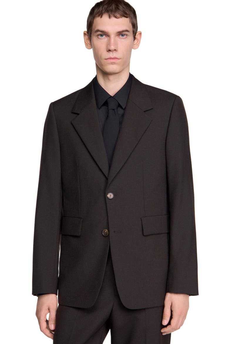 Virgin wool suit jacket, Alternate, color, Chocolate