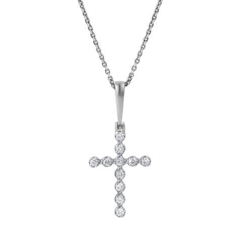 Auralisse Cross 14K Gold Diamond Pendant - 0.3 Ct
