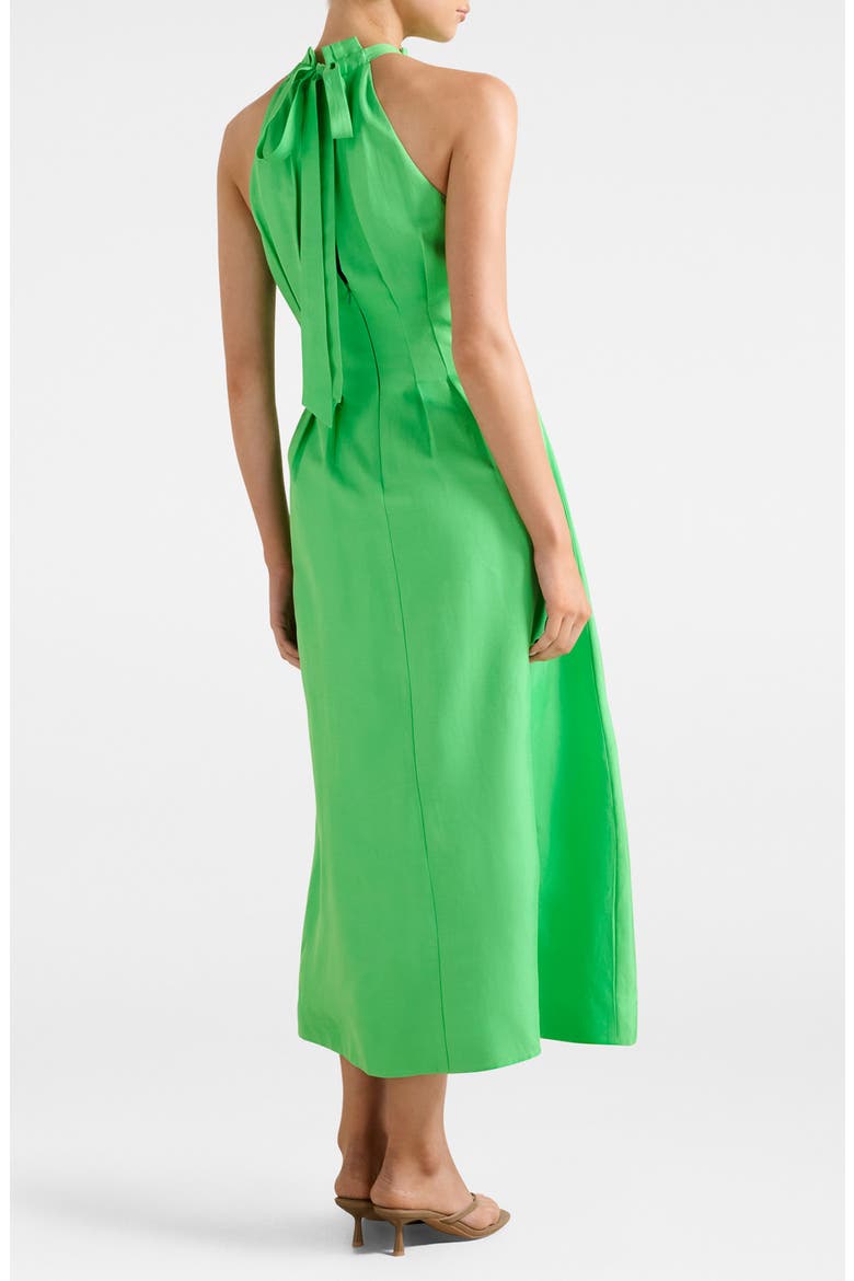 Miller Pleated Midi Dress, Alternate, color, SHAMROCK