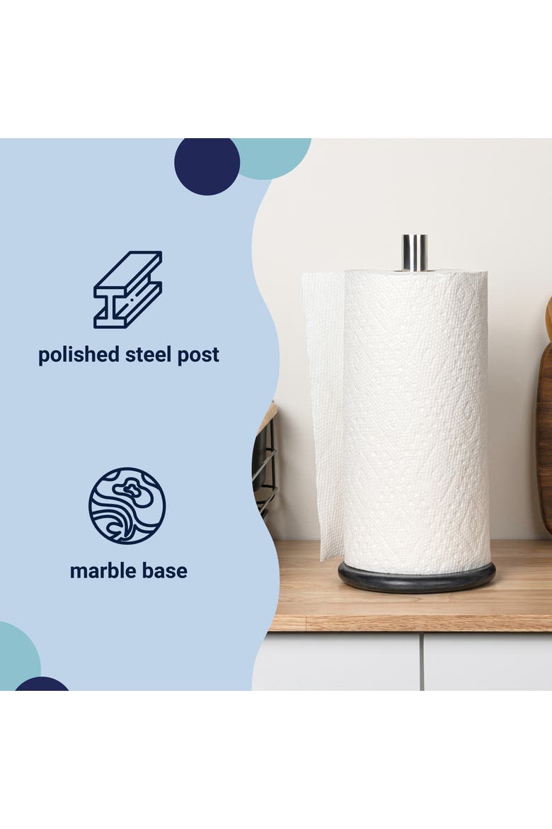 Avery Modern Classic Metal with Non Slip Weighted Marble Base Paper Towel Holder, Alternate, color, Chrome / Black Marble