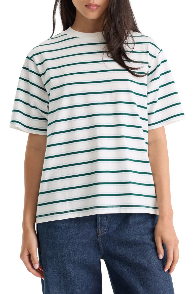 Bodega Striped T-Shirt, Main, color, FOREST MULTI STRIPE
