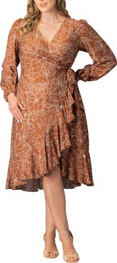 Kiyonna Julia Long Sleeve Midi Wrap Dress