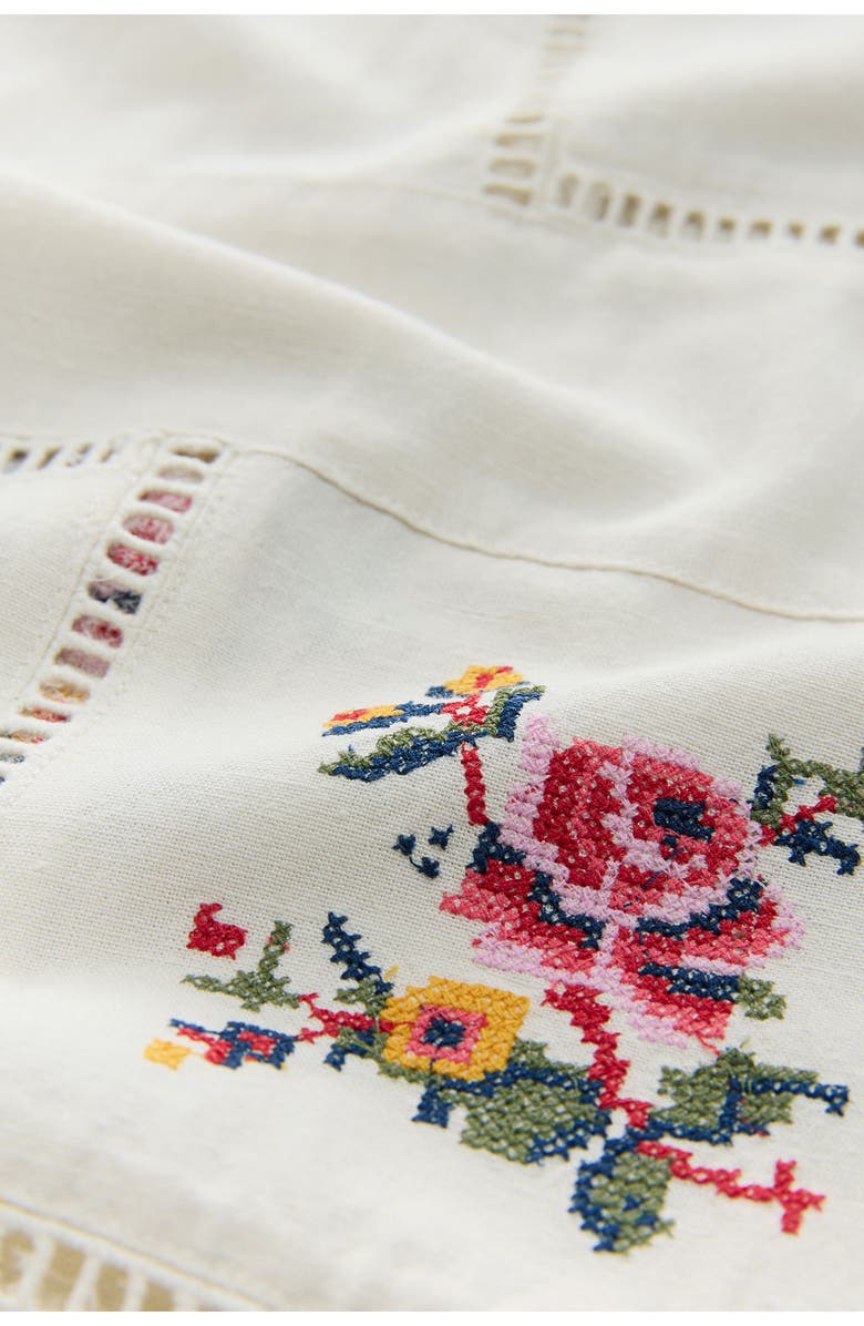 NEXT Floral Embroidered Wide Legs Pants, Alternate, color, White