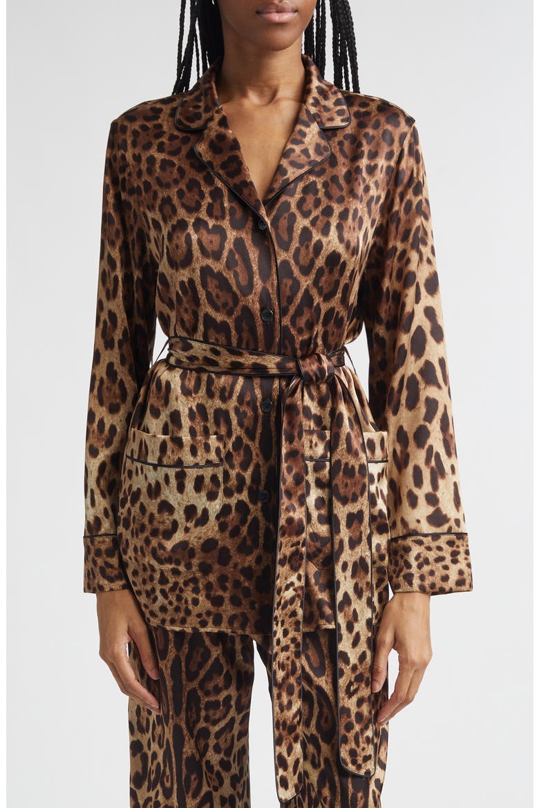 Leopard Print Satin Blouse, Main, color, HY13M LEO NEW