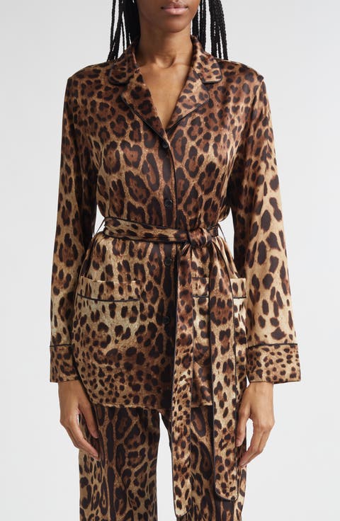 Leopard Print Satin Blouse