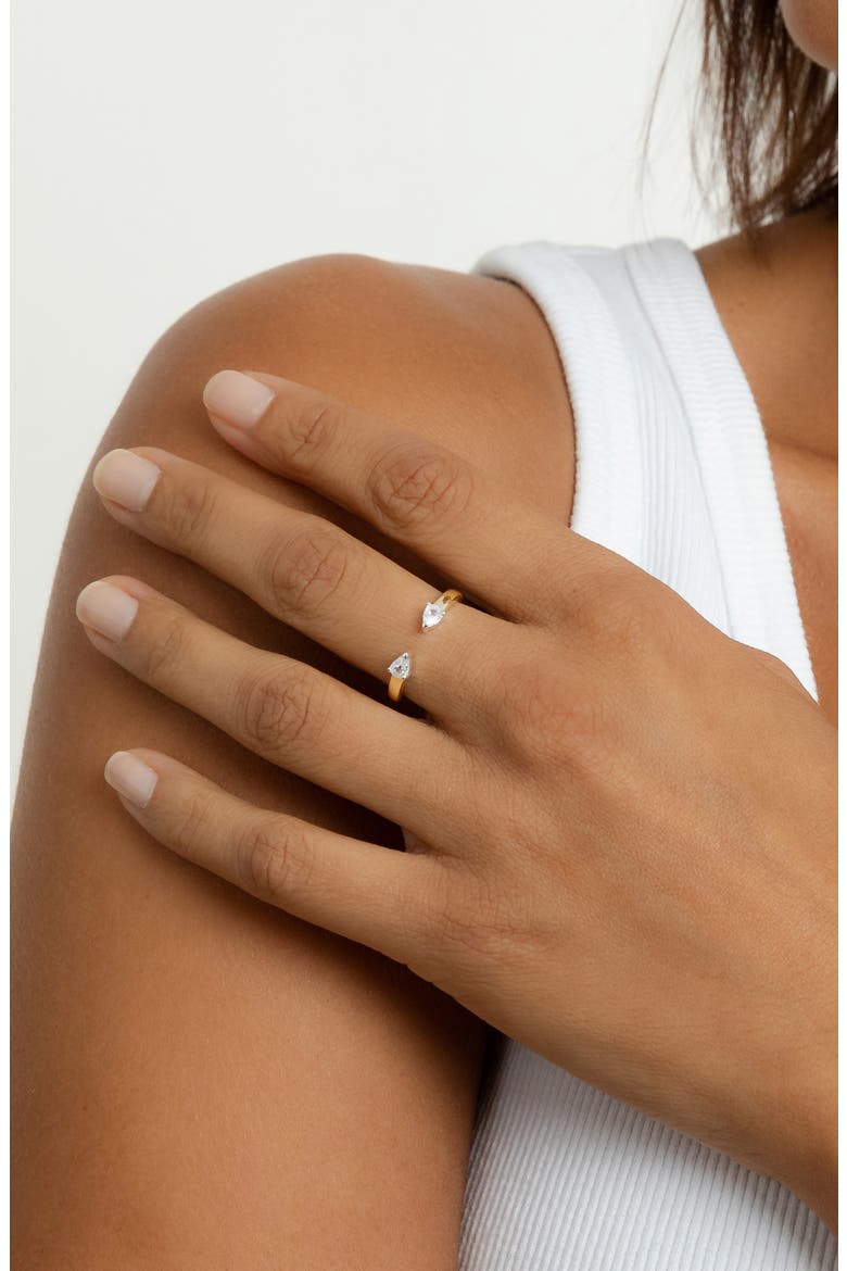 Lyra Cubic Zirconia Open Ring, Alternate, color, GOLD
