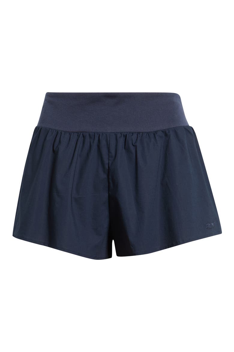Woven Stretch Cotton Flutter Shorts, Alternate, color, NAVY