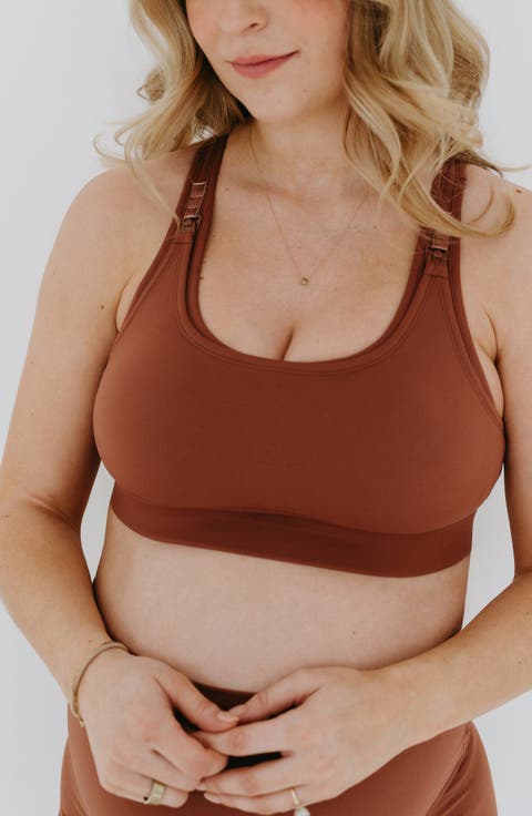 Women's High Impact Racer Back Maternity & Nursing Sports Bra with Easy-Release Breastfeeding Clips
