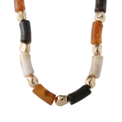 Women's Thick Beaded Necklace, 18 Inch + 2 Inch Extender, Gold-Tone Plated Fashion Jewelry
