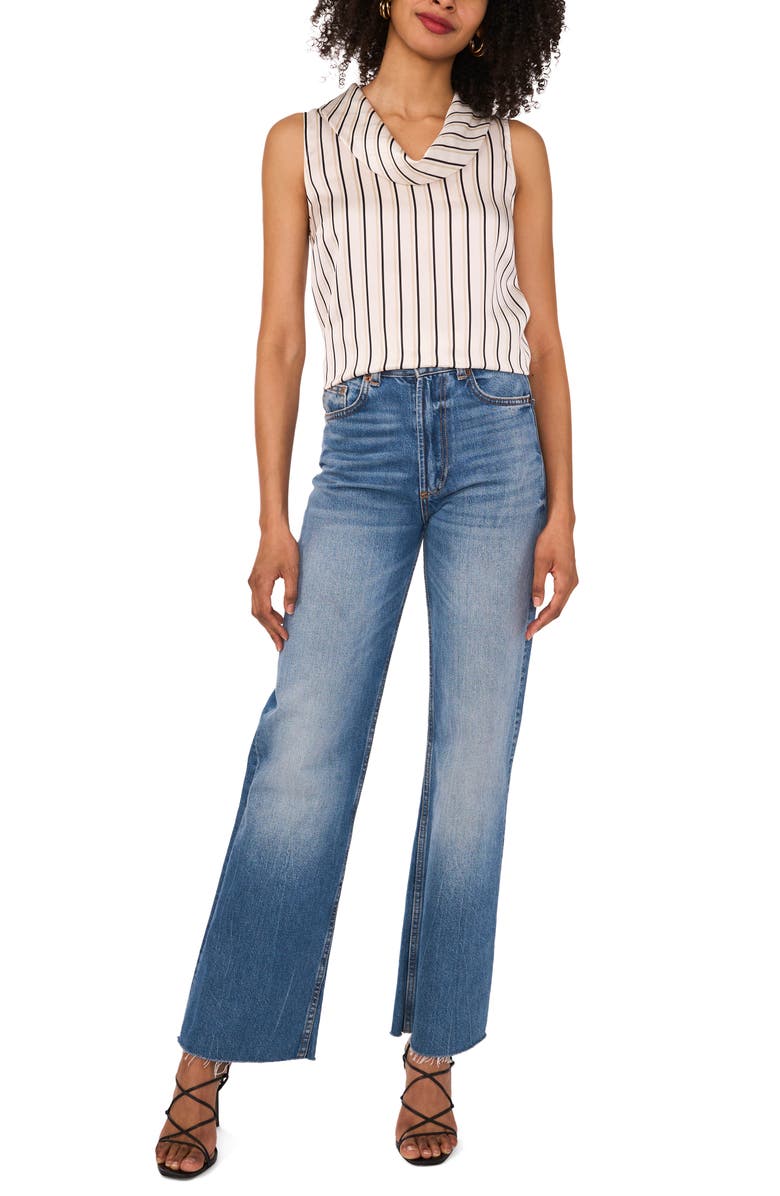 Vince Camuto Stripe Cowl Neck Sleeveless Top, Alternate, color, New Ivory