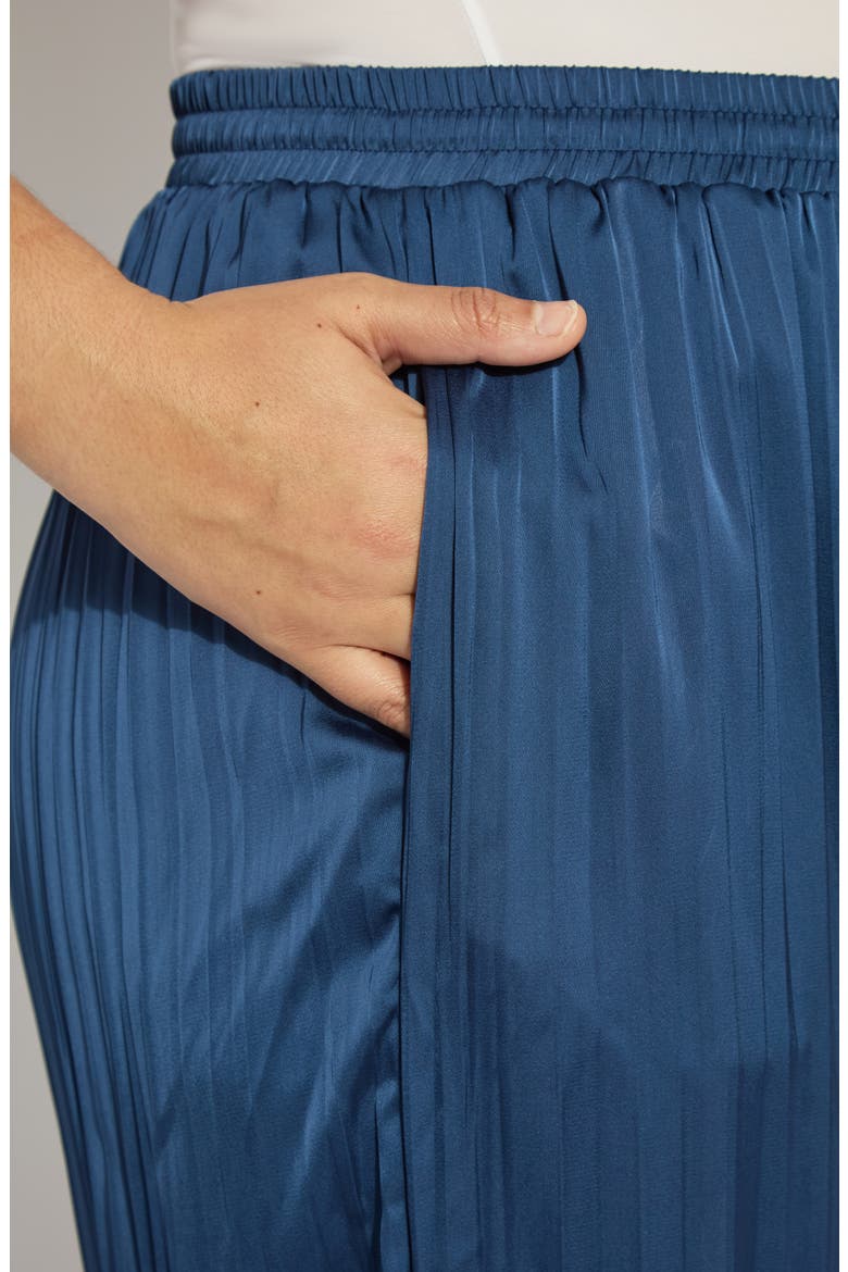 The Packable Pleated Wide Leg Satin Pants, Alternate, color, CAPRI BLUE