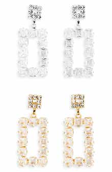 Tasha 2-Pack Square Crystal Drop Earrings