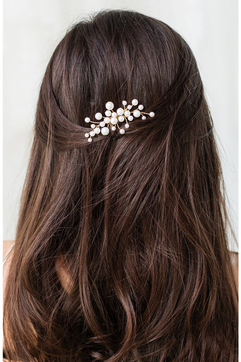 Brooks Faux Pearl Hair Comb (Nordstrom Exclusive), Alternate, color, GOLD