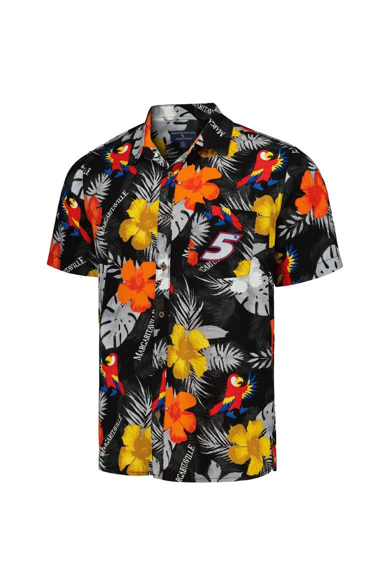 Men's Margaritaville Black Kyle Larson Island Life Floral Party Full-Button Shirt, Alternate, color, Black